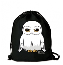 Bavlněnný gym bag - vak se šňůrkami Harry Potter: Svěžná sova Hedwiga (35 x 44 cm) černá bavlna