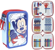 Školní trojdílné pouzdro Mickey Mouse: penál plněný - 42 položek (13 x 20 x 7 cm)