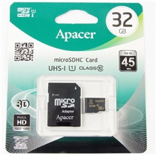 Apacer paměťová karta Secure Digital Card U1, 32GB, micro SDHC, AP32GMCSH10U1-R, UHS-I U1 (Class 10), s adaptérem