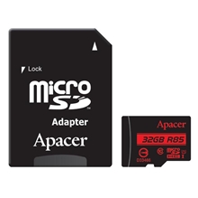 Apacer paměťová karta Secure Digital Card V10, 32GB, micro SDHC, AP32GMCSH10U5-R, UHS-I U1 (Class 10), s adaptérem