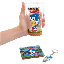 Sonic the Hedgehog gift set - glass, coaster and keychain