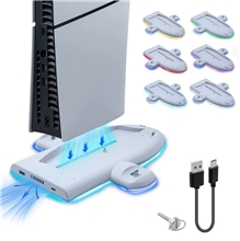 DOBE Multifunctional RGB Charging Dock for PS5 Slim - White (PS5)