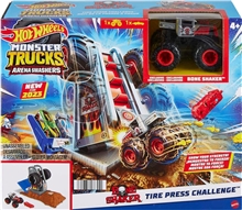 Hot Wheels Monster Trucks ARENA SMASHERS - Bone Shaker Tire Press Challenge