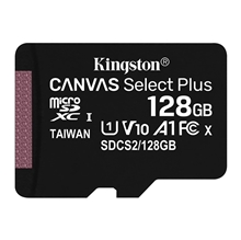 Kingston paměťová karta Canvas Select Plus, 128GB, micro SDXC, SDCS2/128GBSP, UHS-I U1 (Class 10), A1