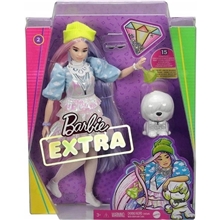 Mattel Barbie Extra: Curvy Doll with Shimmer Look and Pet Puppy