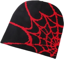 Winter Hat with Spider Web - Black/Red